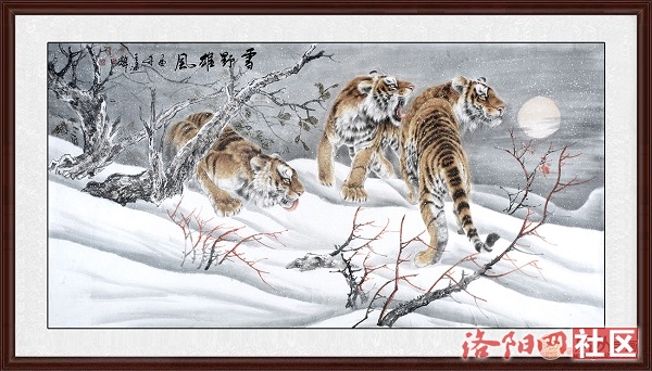 消灾祈福 国画名家王建辉八尺横幅动物画老虎《雪野雄风》(作品来源